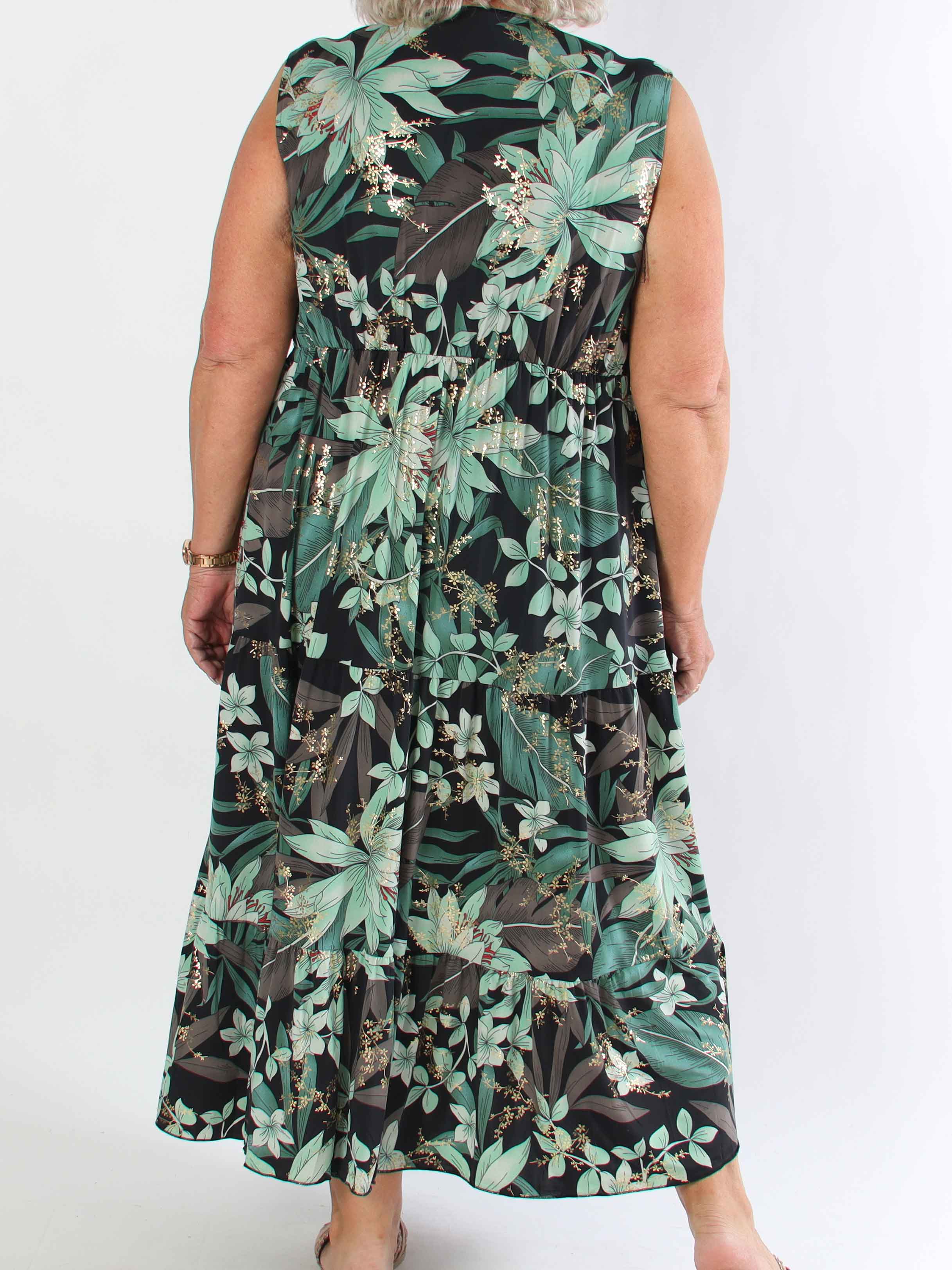 Karini - Elastisk blomstret plus size kjole med lag på lag look